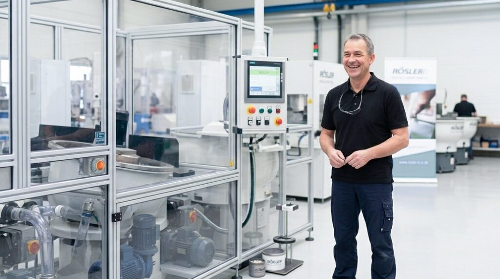 Instandhaltungstechniker bei der effizienten Anlagensteuerung über das Rösler Service Portal